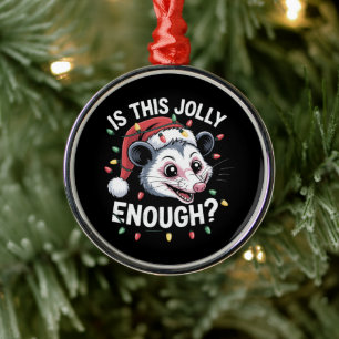 Is Dit Kerstfeest Genoeg? Kerst Opossum Sarcasme Metalen Ornament