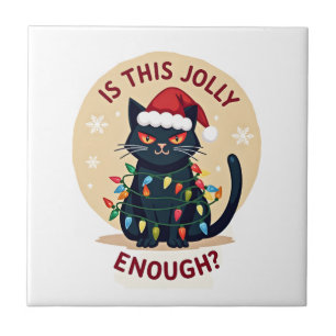 Is Dit Kerstmis Genoeg Grappige Zwarte Kat Kerstbo Tegeltje