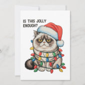 Is dit vrolijk genoeg chagrijnig kat kerstverlicht feestdagenkaart (Voorkant)
