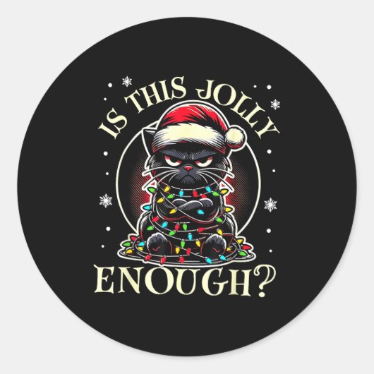 Is dit vrolijk genoeg grappige kat Kerstmis meme Ronde Sticker (Voorkant)