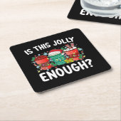 Is dit vrolijk genoeg grappige kerstman kartonnen onderzetters (Schuin)