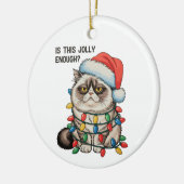 Is dit vrolijk genoeg Grumpy Cat kerstverlichting Keramisch Ornament (Links)