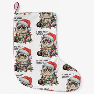 Is dit vrolijk genoeg Grumpy Cat kerstverlichting Kleine Kerstsok