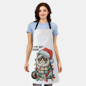 Is dit vrolijk genoeg Grumpy Cat kerstverlichting Schort (Gedragen)