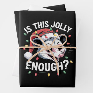 Is Dit Vrolijk Genoeg? Kerst Opossum Sarcasme Inpakpapier Vel