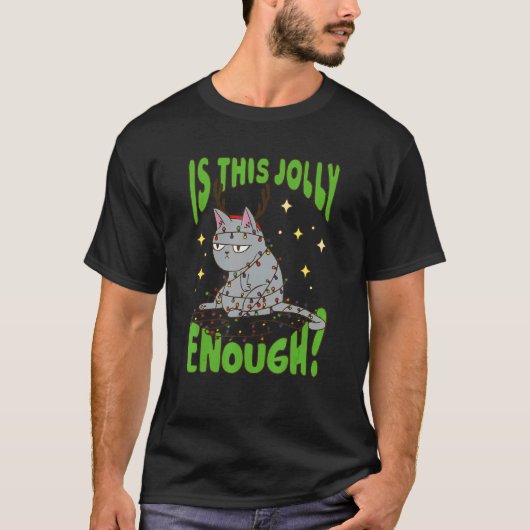 Is dit vrolijk genoeg Kerstmis kat T-shirt (Voorkant)