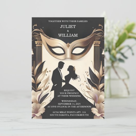 Is Dress Code Prom kostuum Masquerade Bal Bruiloft Kaart (Staand voorkant)