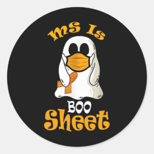 is een boekenblad spook in masker multiple scleros ronde sticker
