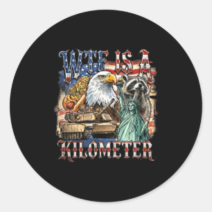 Is een kilometer grappig 4 juli grondlegger ronde sticker