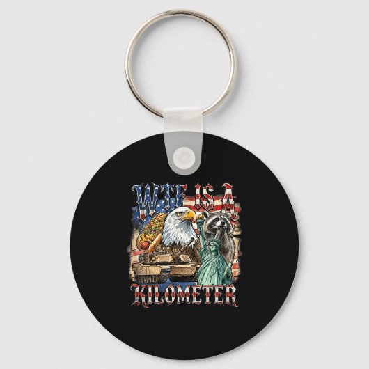 Is een kilometer grappig 4 juli grondlegger  sleutelhanger (Voorkant)