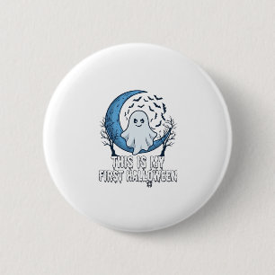 Is Eerste Halloween Geest Halve Maan Vleermuizen_1 Ronde Button 5,7 Cm