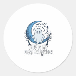 Is Eerste Halloween Geest Halve Maan Vleermuizen_1 Ronde Sticker