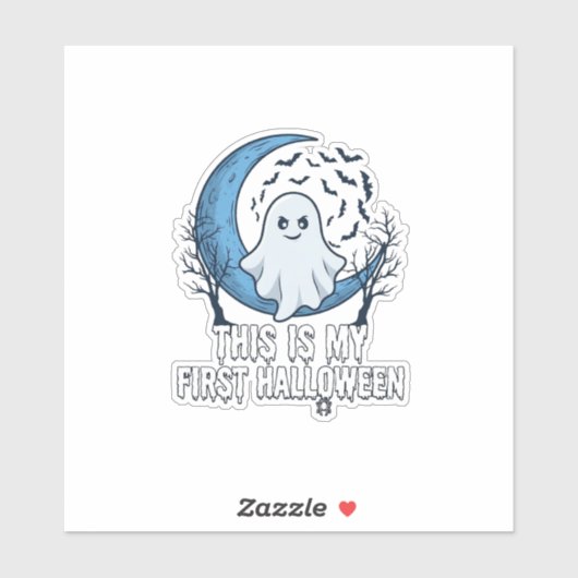 Is Eerste Halloween Geest Halve Maan Vleermuizen_1 Sticker (Vel)