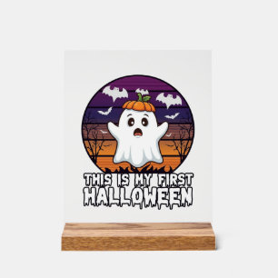 Is Eerste Halloween Geest Pompoen Hoed Vleermuizen Acryl Bord