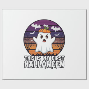 Is Eerste Halloween Geest Pompoen Hoed Vleermuizen Cadeaupapier