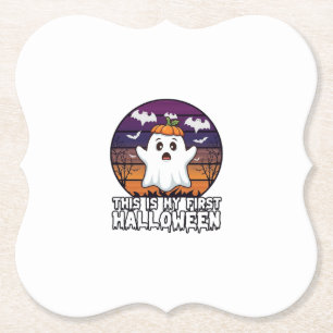 Is Eerste Halloween Geest Pompoen Hoed Vleermuizen Kartonnen Onderzetters