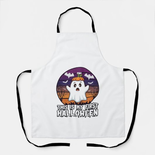 Is Eerste Halloween Geest Pompoen Hoed Vleermuizen Schort (Voorkant)