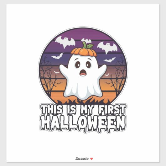 Is Eerste Halloween Geest Pompoen Hoed Vleermuizen Sticker (Vel)
