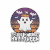 Is Eerste Halloween Geest Pompoen Hoed Vleermuizen Sticker (Voorkant)