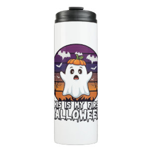 Is Eerste Halloween Geest Pompoen Hoed Vleermuizen Thermosbeker