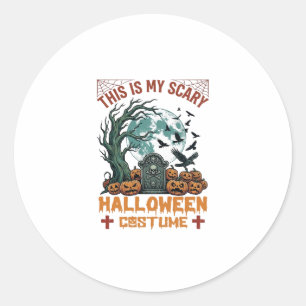 Is Eng Halloween Kostuum Grafsteen Pompoenen Maan Ronde Sticker