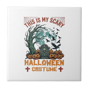 Is Eng Halloween Kostuum Grafsteen Pompoenen Maan Tegeltje