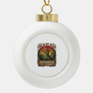 Is Eng Halloween Kostuum Heks Bezem Kat Keramische Bal Ornament