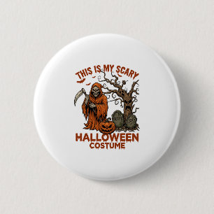 Is Eng Halloween Kostuum Oranje Reaper Pompoen_1 Ronde Button 5,7 Cm
