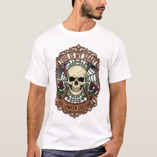 Is Eng Halloween Kostuum Schedel Spinnenweb T-shirt (Voorkant)