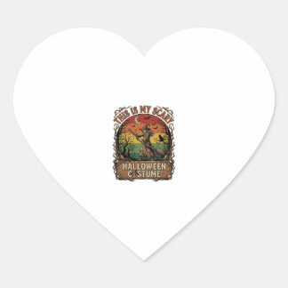 Is eng heksenbezem kat Halloween kostuum Hart Sticker