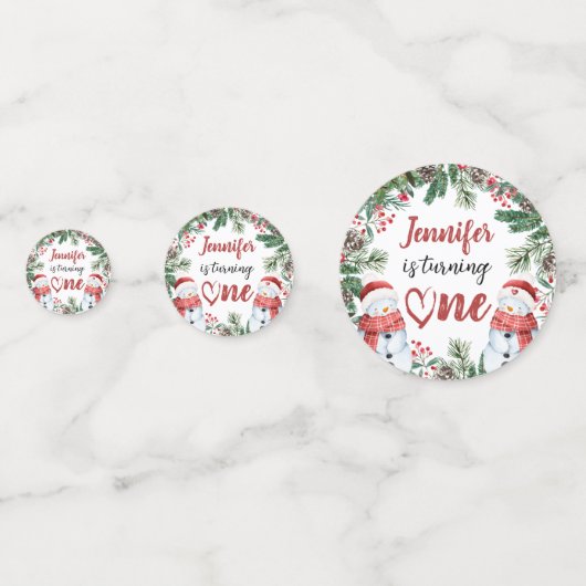 Is er een aan het draaien | Sneeuwman Kerstmis 1e Confetti (Voorkanten)