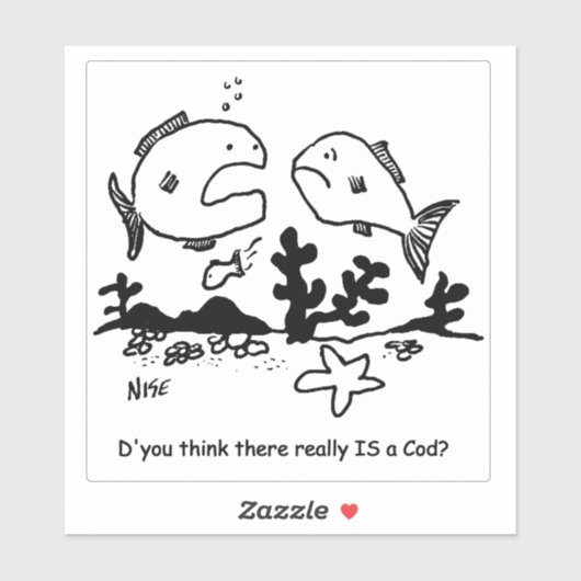 Is er een kabeljauw? Cartoon. Sticker (Vel)