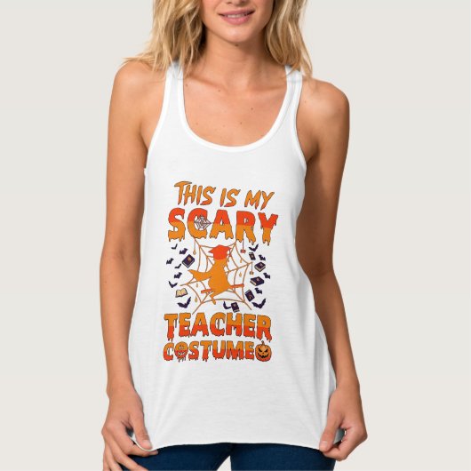 Is Griezelt Kostuum Halloween Heks Spin We Tanktop (Voorkant)