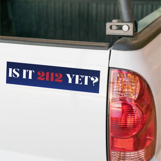 Is het al 2112? Blauwe en rode Bumpersticker (Op Truck)