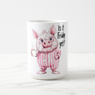 "Is het al vrijdag?" Funny Pig Coffee Mok