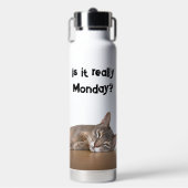 Is het echt maandag? Grappige Abyssinian Cat Meme Waterfles (Voorkant)