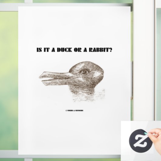 Is het een eikel of een konijn? Optische verlichti Raamsticker (Huis)