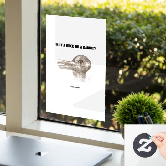 Is het een eikel of een konijn? Optische verlichti Raamsticker (Kantoor)
