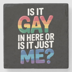 Is het hier gay of is het gewoon mij grappig LGBTQ Stenen Onderzetter