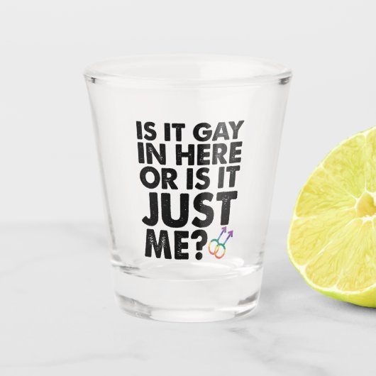 Is Het Homoseksueel Hier Of Is Het Gewoon Mij LGBT Shot Glas (Voorkant)