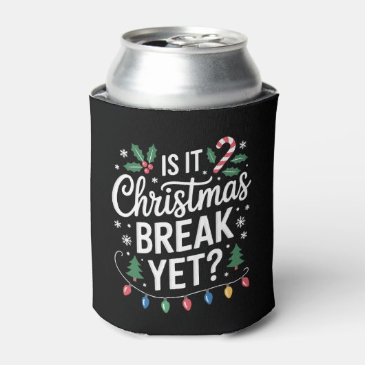 Is het kerstvakantie Holly Candy Cane Boom Blikjeskoeler (Blikje Voorkant)