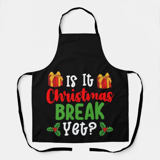 Is het kerstvakantie maar toch grappige vakantie schort (Voorkant)