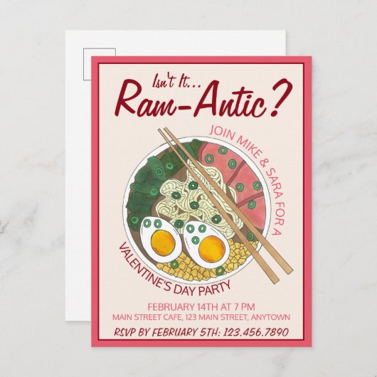 Is het niet Ram-antisch Romantisch Valentijn Ramen Uitnodiging Briefkaart (Voorkant / Achterkant)