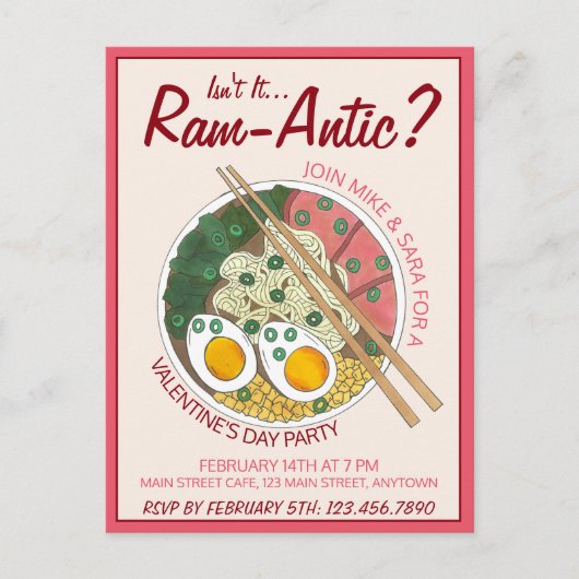 Is het niet Ram-antisch Romantisch Valentijn Ramen Uitnodiging Briefkaart (Voorkant)