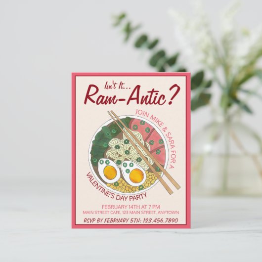 Is het niet Ram-antisch Romantisch Valentijn Ramen Uitnodiging Briefkaart (Staand voorkant)