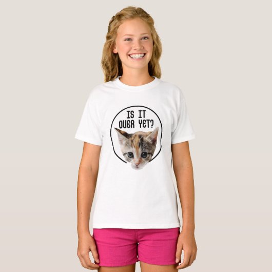 IS HET NU VOORBIJ!? Kattengezicht Coronavirus T-shirt (Voorkant volledig)