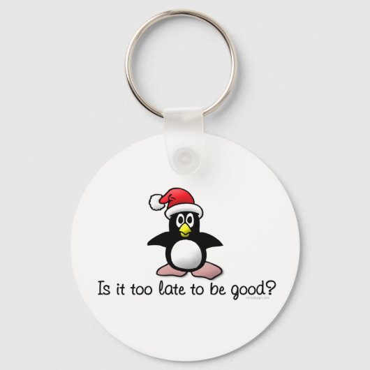Is het te laat om goed te zijn? Kerstpinguïn Sleutelhanger (Voorkant)
