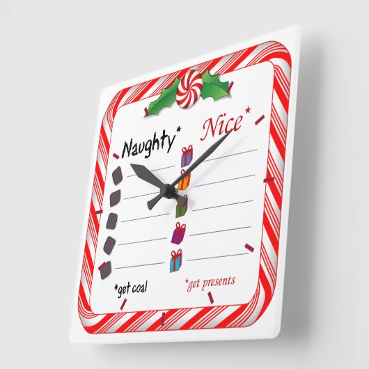 Is het tijd voor Naughty of Nice? Vierkante Klok (Hoek)