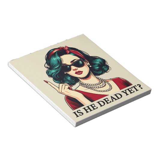 Is hij dood en toch grappig Gezegde Dark Humor  Notitieblok (Schuin)