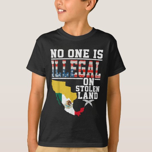 Is illegaal op gestolen land geschenken indianen t-shirt (Voorkant)